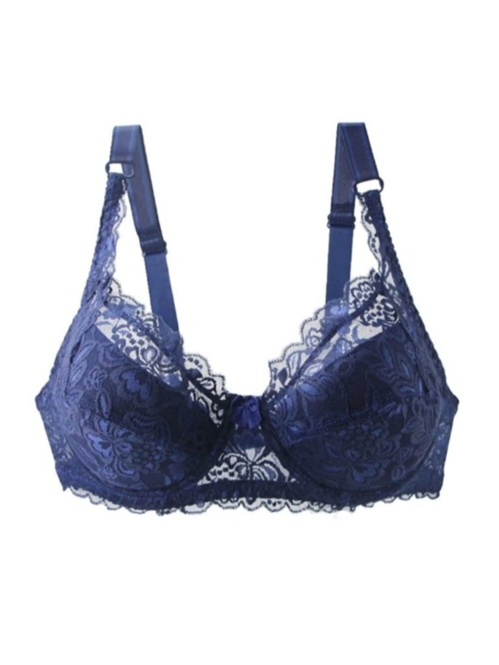 GYCL Ultrathin Underwire Push Up 3/4 Lace Bra, Navy Blue, size Small 34B